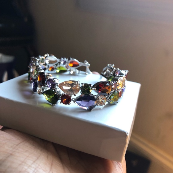 Multicolor Swarovski bracelet rhodium plated - Picture 7 of 9